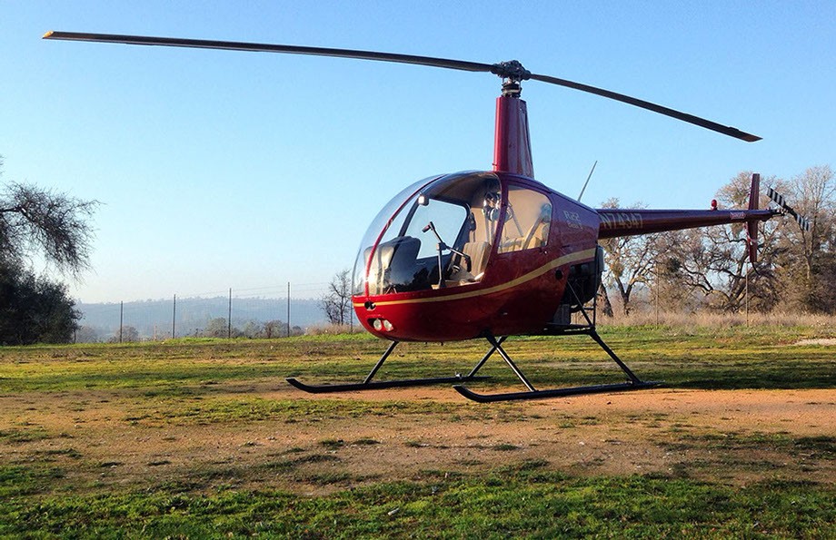 Red R22 Helicopter